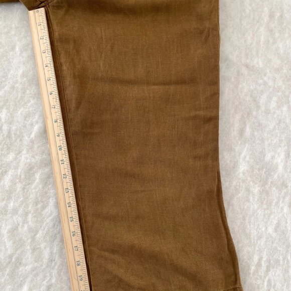 C&C California Womens Brown High Rise Wide Leg Linen Blend Crop Pants Size 12 - Picture 7 of 8
